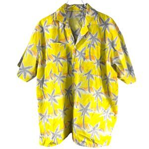 Vintage Tropicana Hawaiian Shirt Palm Trees Yellow 1980's‎ Mens XL